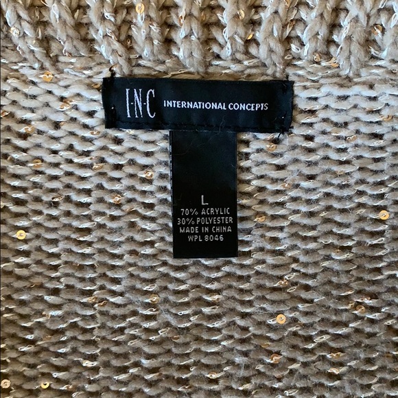 NWT INC Taupe Sequin Ombré Nostalgia Sweater Sz L - Picture 13 of 14
